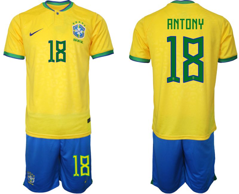 Men 2022 World Cup National Team Brazil home yellow 18 Soccer Jerseys
